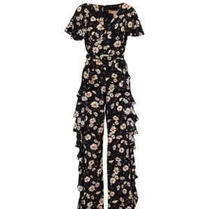 Michael Kors Black Daisy Print Jumpsuit